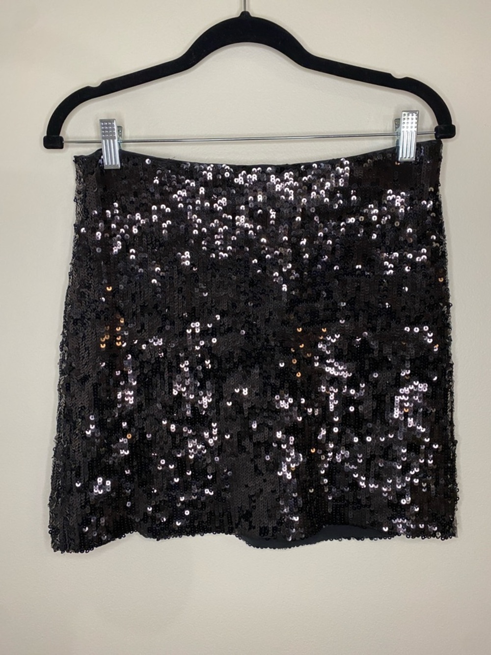 Banana Republic Black Sequin 100% Silk Party Mini Skirt Size 4